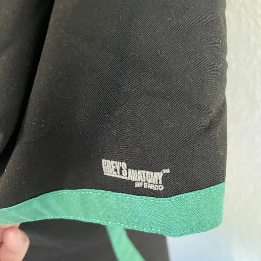 GREY'S Anatomy by Barco Women's scrub top black with green trim size small - Picture 8 of 10